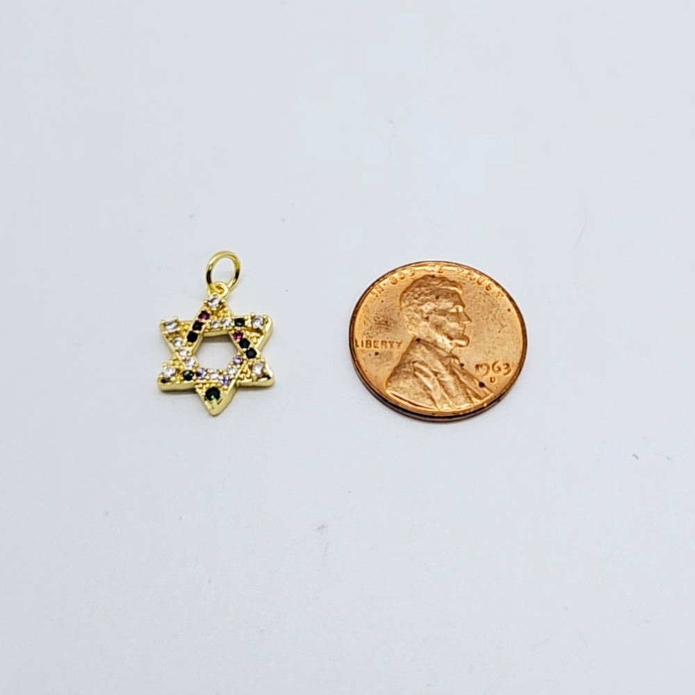 Star of David Charm with Cubic Zirconia Gold Tone - Charm For Charm Bracelet - Picture 5 of 9